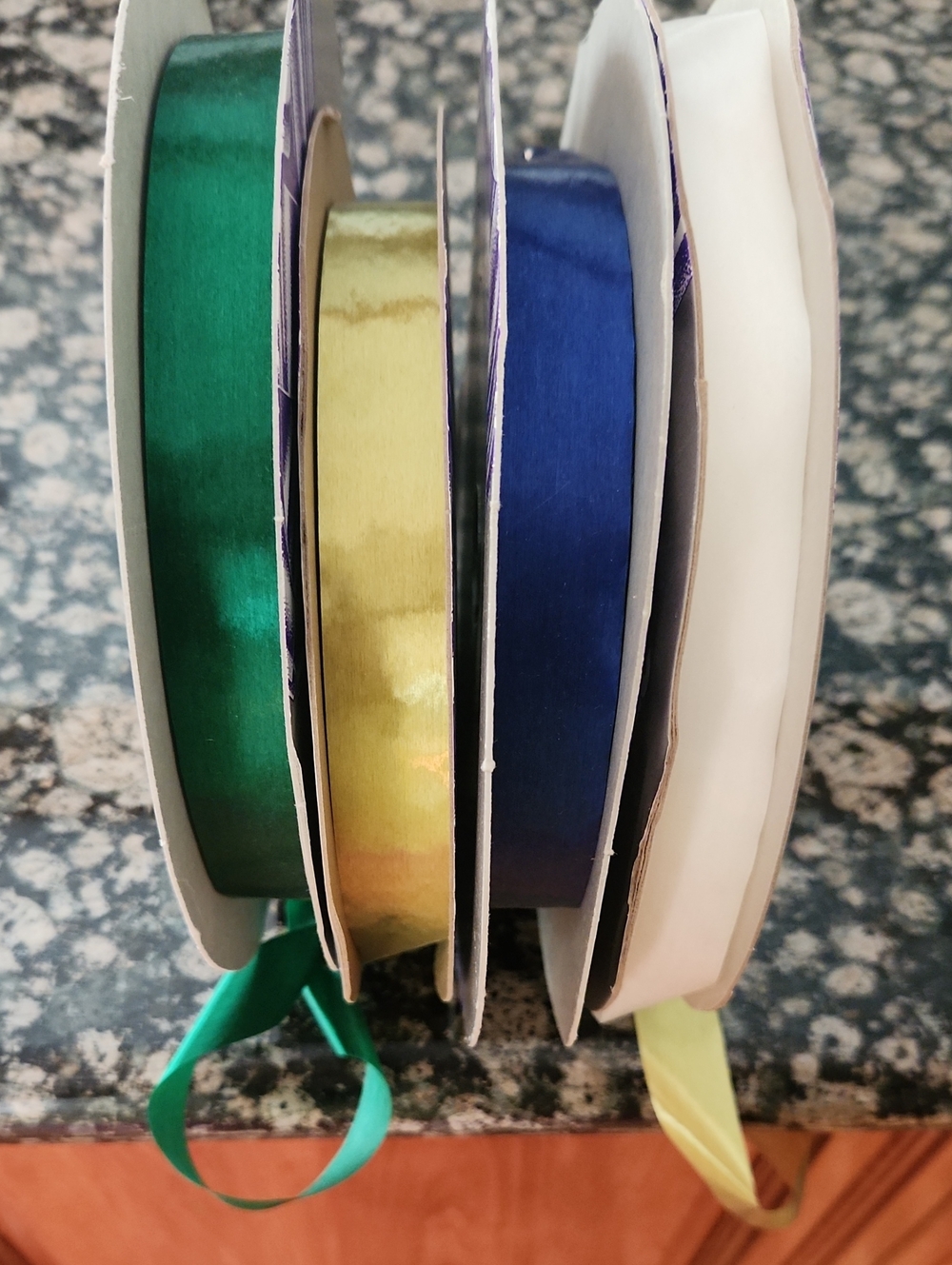 Satin Gift Ribbon Pack - Green, Gold, Blue, White